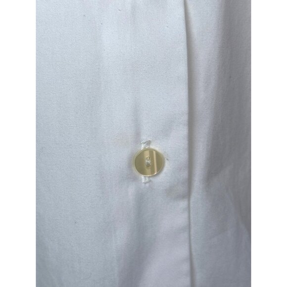 Ann‎ Taylor Blouse Size Medium White Professional 100% Cotton Button Front - Picture 5 of 12